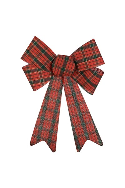 SHOPIENS Pungă decorativă de Crăciun în carouri roșii, verzi și aurii, 32 cm