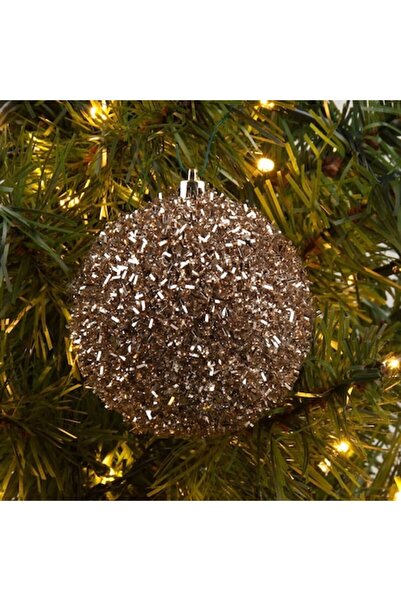 SHOPIENS Set globuri de Crăciun cu beteală bej 8cm - 6 buc