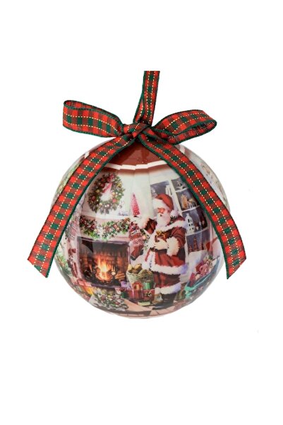 OEM Vintage Christmas tree ornament bauble - Santa Claus in front of fireplac...