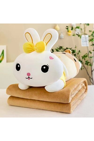 Tescomak Set pătură și pernă pentru copii, jucărie de pluș iepuraș, maro extr...