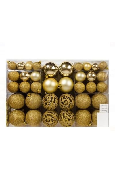 OEM Set globuri de Crăciun 3-4-6 cm mate, lucioase, cu sclipici, perforate, a...