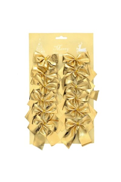 SHOPIENS Set 12 fundițe decorative de Crăciun aurii, 12 cm