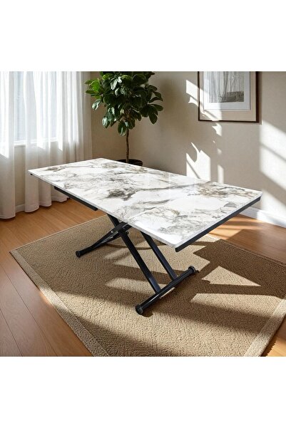 SEHPAM AKILLI Yan Baştan Açılır Akıllı Yemek Masası Oval Mdf Tabla Alt Mekanizma Demir