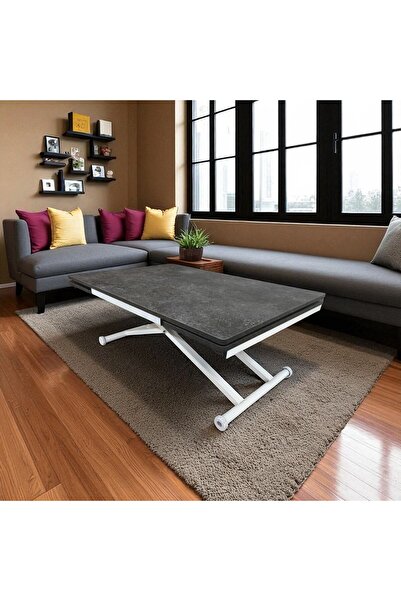 SEHPAM AKILLI Yan Baştan Açılır Akıllı Yemek Masası Oval Mdf Tabla Alt Mekanizma Demir