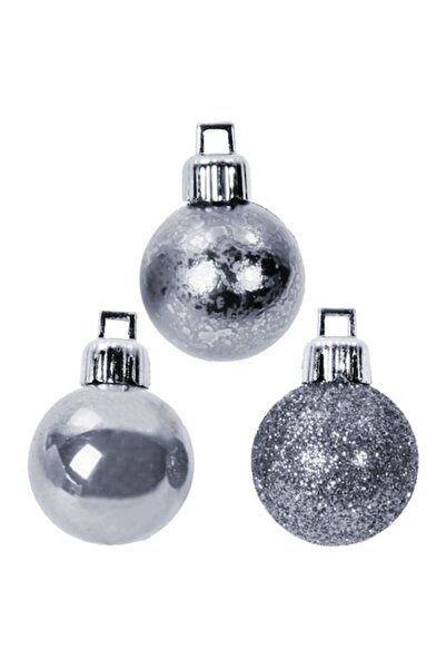 OEM Set of silver Christmas baubles, matte, shiny and glitter, 8cm - 12 pcs