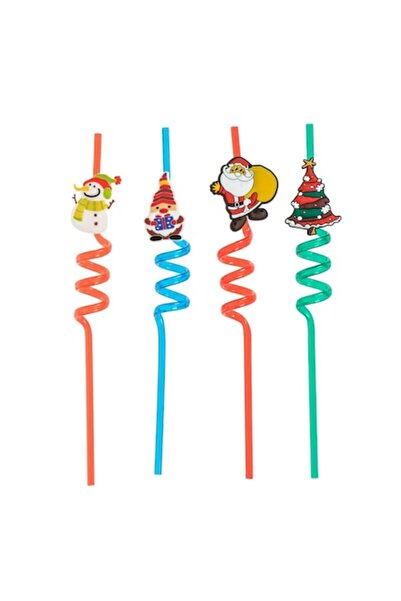 SHOPIENS Paie răsucite de Crăciun, set de 4, multicolore, plastic, 6x270mm