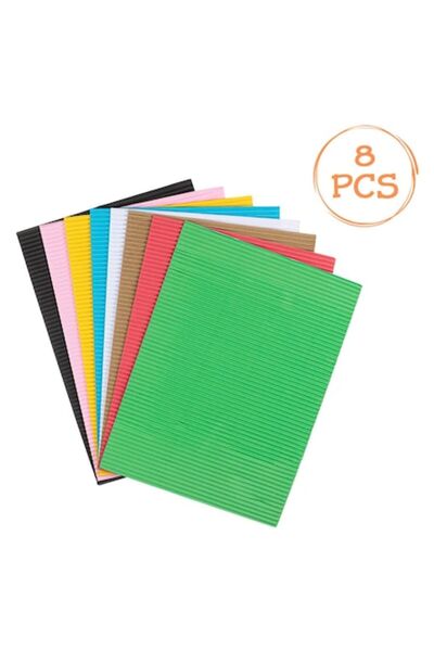 SHOPIENS Set de hârtie cartonată ondulată, 8 bucăți, multicoloră, 35x25 cm, 1...