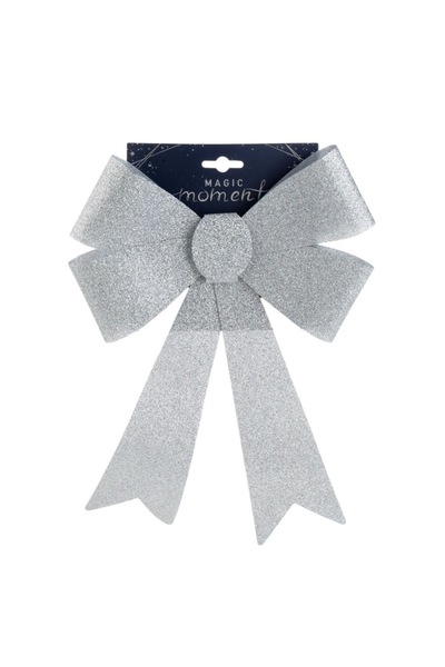 SHOPIENS Silver decorative Christmas stocking with glitter 32 cm