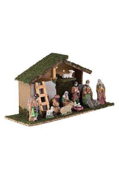 OEM Decorative Christmas nativity with 5 LED lights 47x17x25cm & 11 figurines