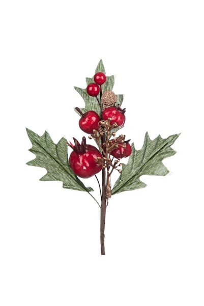 SHOPIENS Ramură decorativă cu fructe de pădure de rodie, frunze verzi, 17x12 cm, multicoloră