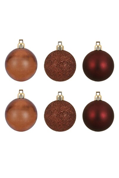 OEM Brown bronze matte glitter Christmas bauble set 10cm - 6pcs