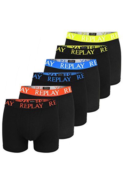 Replay Men’s Boxer Shorts Set of 6 – Cotton – Black – Logo