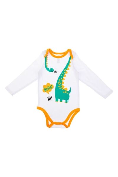 OEM Body alb din bumbac cu model de dinozauri pentru bebeluși