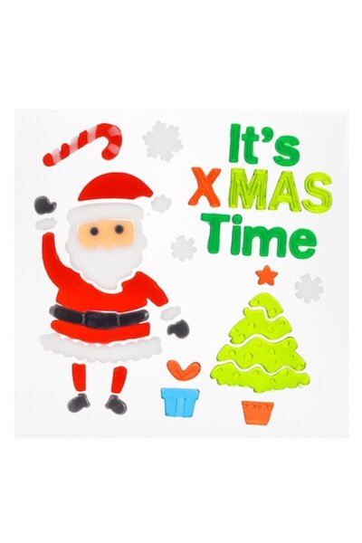 OEM Autocolante de Crăciun cu gel - Moș Crăciun și brad, dimensiuni 9x14,5cm ...