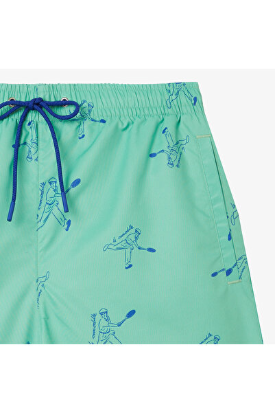 Lacoste Erkek Regular Fit Desenli Yeşil Mayo