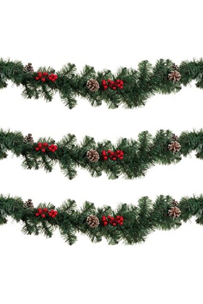 OEM Christmas Garland Green with Berries and Cones 2.7m x 26cm