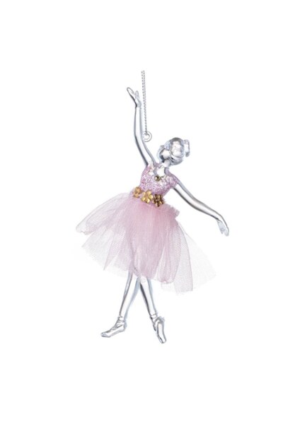 SHOPIENS Ornament de Crăciun pentru brad - Balerina transparentă cu fustă roz...