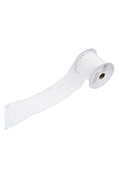 SHOPIENS Panglică decorativă pentru brad de Crăciun - plasă albă iridescentă ...