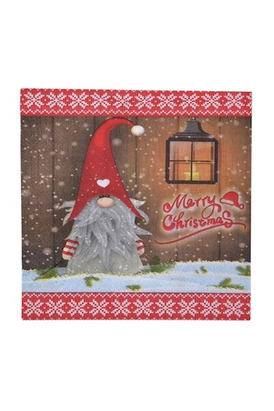 SHOPIENS Christmas Table Napkins Santa Gnome 33x33 cm, Set of 20, 2-Ply, Brown/Red