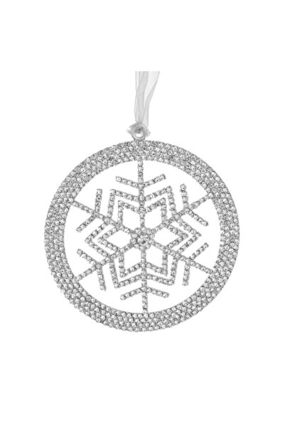 SHOPIENS Ornament de Crăciun pentru brad - fulg de zăpadă cu margine argintie...