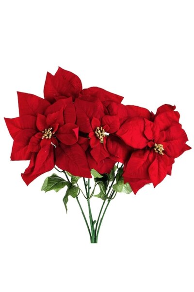 OEM Διακοσμητική Χριστουγεννιάτικη Ανθοδέσμη με Κόκκινα Λουλούδια και Πράσινα...