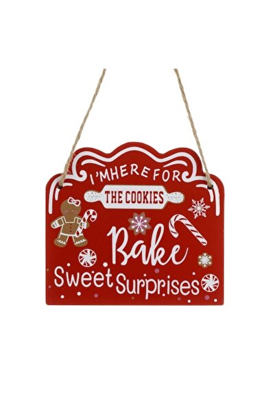 ANTBRO Ornament de Crăciun, Turtă dulce, Lemn, Mesaj, Roșu, 12.5x11.5cm - MYONNA