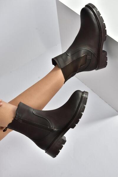 Fox Shoes V674420509 Cizme de damă maro cu talpă groasă și detaliu din cauciuc