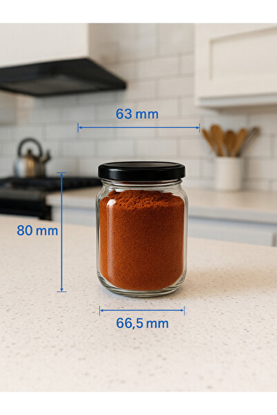 Paşabahçe Pasabaçe 6-Piece Glass Jar 210 Cc with Lid - Black Lid