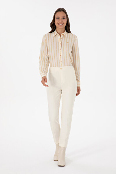 U.S. Polo Assn. Women's White Carrot High Waist Canvas Pants 50309266-Vr256