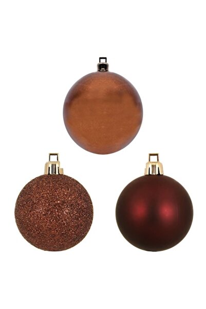 OEM Brown bronze matte glitter Christmas bauble set 10cm - 6pcs