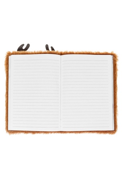 OEM A5 Christmas Notebook with Brown Artificial Fur Cover and Reindeer - 80 sheets