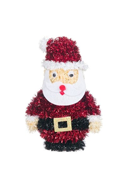 SHOPIENS Ornament de Crăciun, beteală 3D Moș Crăciun, roșu și alb, 16,5 cm