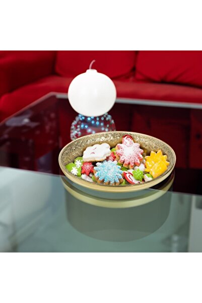 OEM Beige decorative metal tray with mosaic pattern ø30cm