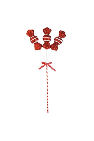 OEM Christmas Tree Ornament Stick with Red-Striped Foam Candies & Glitter, 60 cm