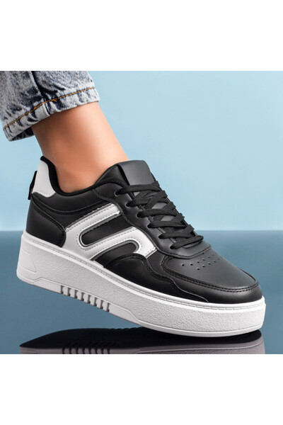 BMoD Teniși negri de damă cu talpă groasă MOD06178