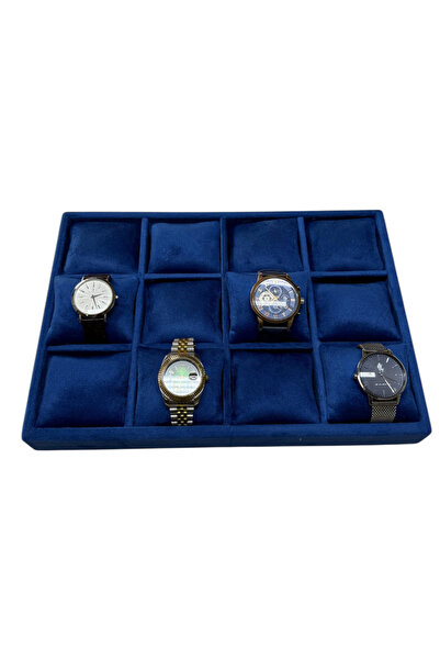 Moda fiesta 12 Compartment Wooden Watch Box Baby Face Fabric Watch Organizer