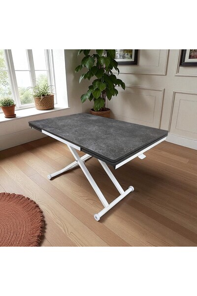 SEHPAM AKILLI Yan Baştan Açılır Akıllı Yemek Masası Oval Mdf Tabla Alt Mekanizma Demir