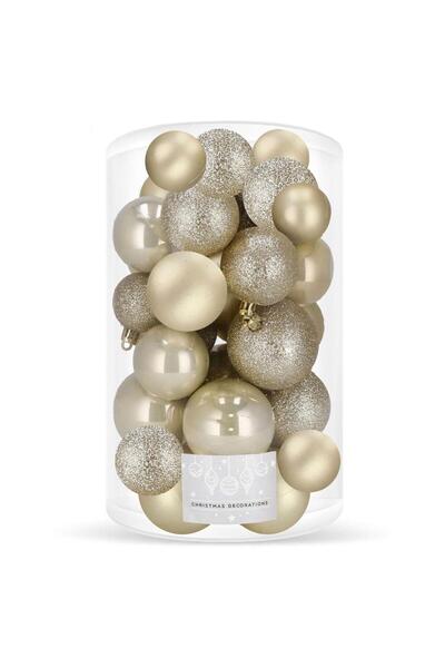 SERSIMO Christmas bauble set, 30 pieces, 3 models, 4/5/6cm, gold