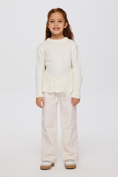Panço Kız Çocuk Ekru Triko Kazak