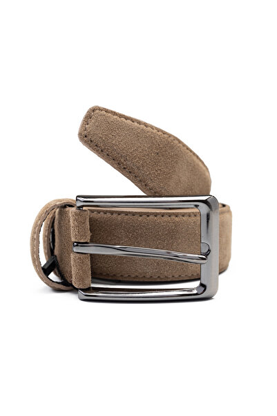 Toro Nero Men's Dark Beige Genuine Leather Belt - Simple Line (ToroNero)