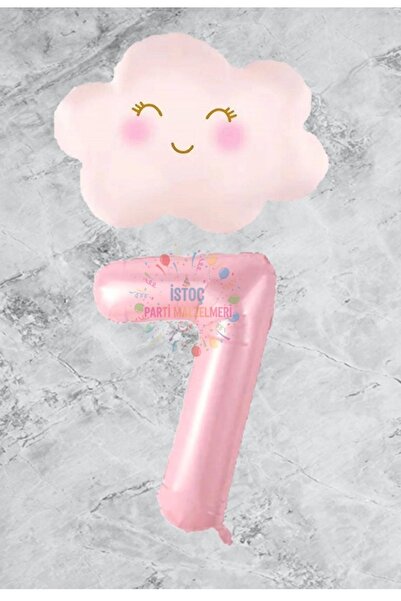 İSTOÇ PARTİ Pink Number Cloud Foil Balloon Set Age 7
