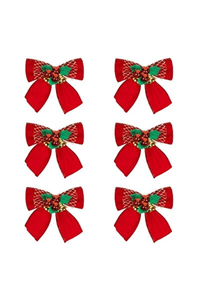 SHOPIENS Декоративни коледни панделки от червено кадифе с камбанки и имел 10 ...