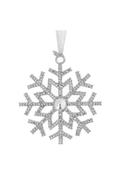 OEM Christmas Tree Ornament Snowflake with Rhinestones Silver 9x9cm