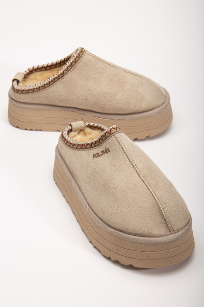 ARYAN Alvene Tazz Antibakteriel İç Suni Kürk Dış Süet Kışlık Bot Outdoor Terlik