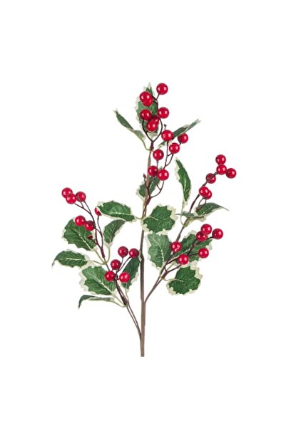 SHOPIENS Crenguță decorativă de Crăciun - Vâsc cu fructe de pădure roșii, 73 cm (Verde/Roșu, Plastic)