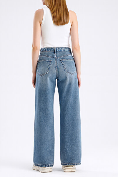 JUD Paris 1003 Normal Bel Açık Mavi Wide Leg Jeans Kadın