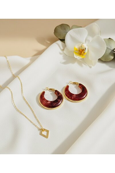 Kokoş İşler Resin Steel Hoop Earrings