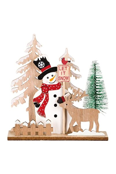 SHOPIENS Figurină de Crăciun din lemn - Om de zăpadă, Reni și Bradișori, Mult...