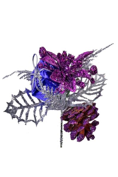 SHOPIENS Ornament de Crăciun con crenguță mov cadou 18 cm