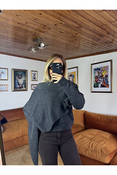 Butik Füme şal detaylı triko